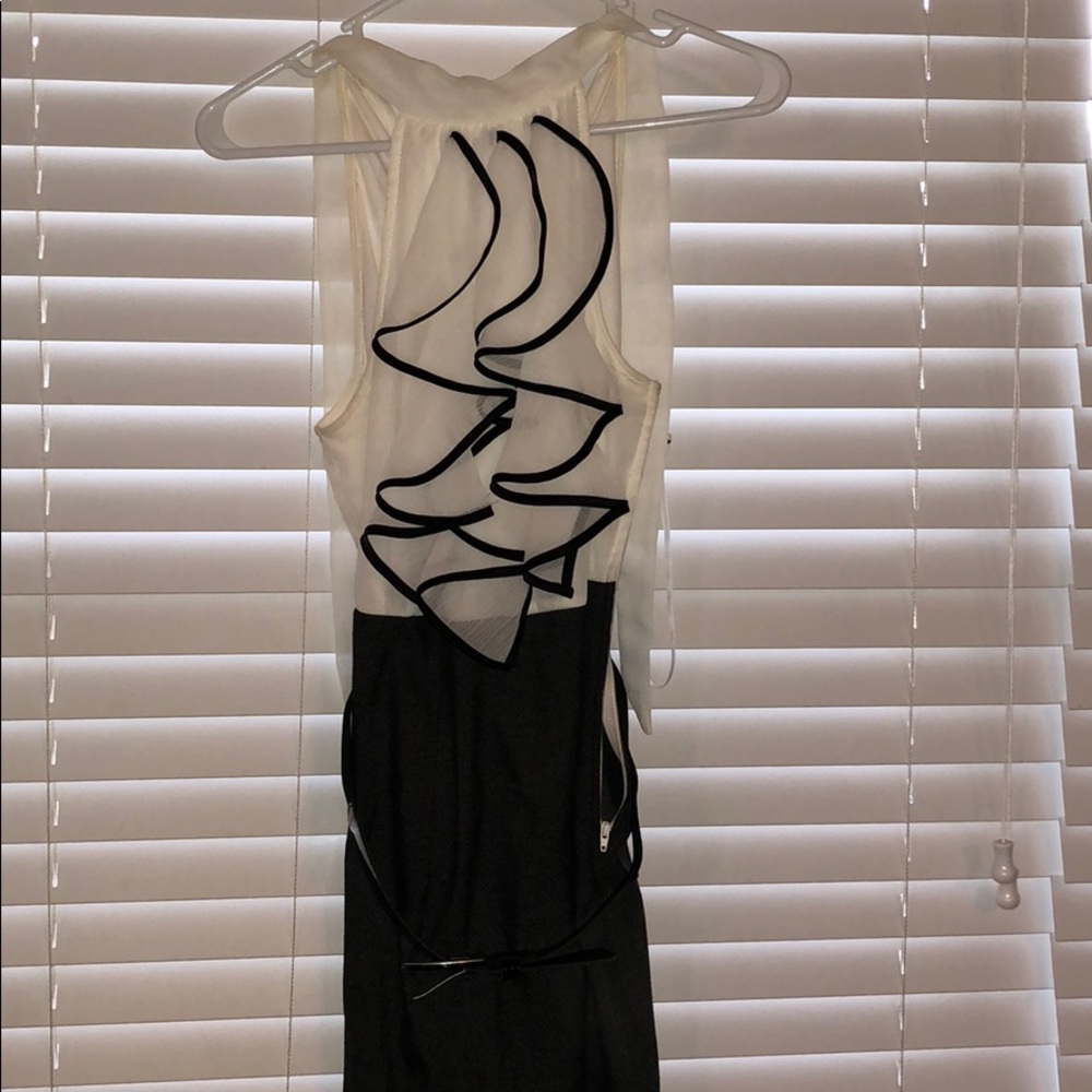 Halter dress, grey and white